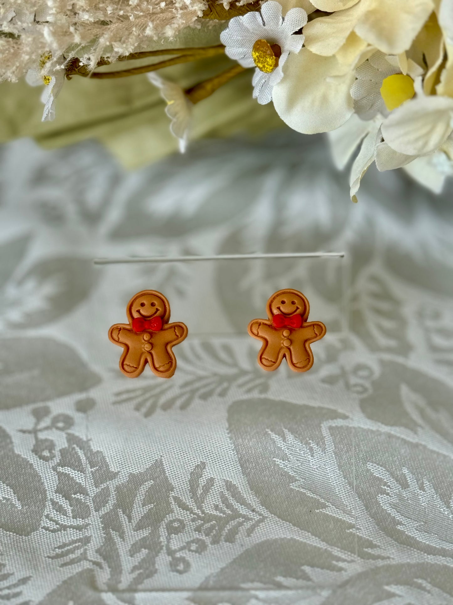 Gingerbread men polymer clay stud earrings