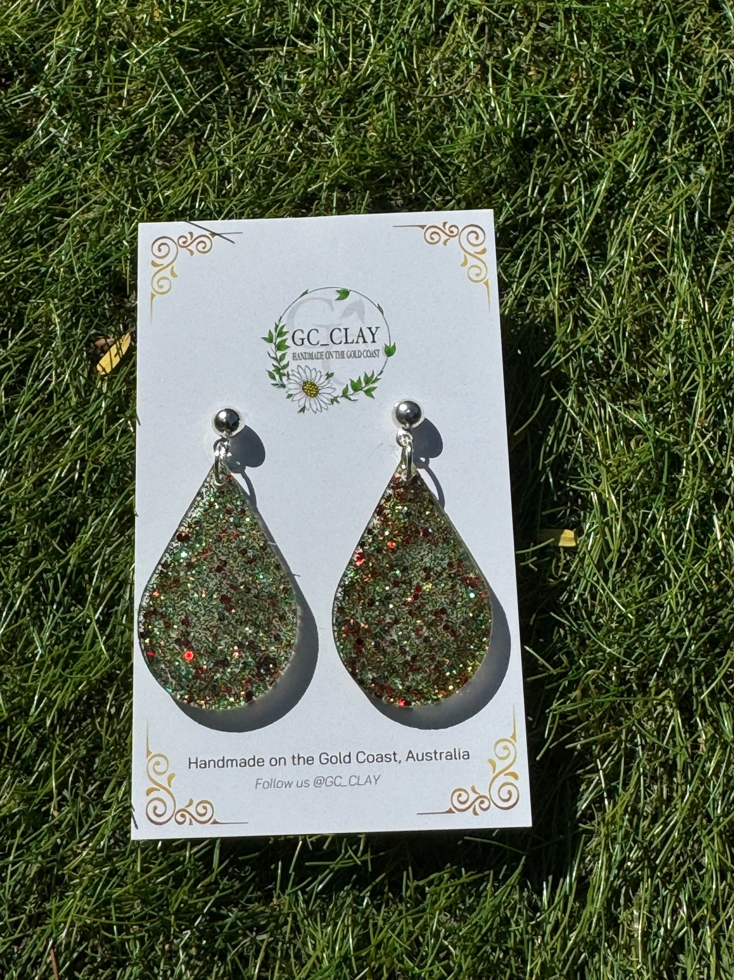 Glitter Teardrop Resin Earrings