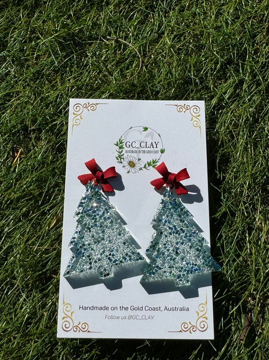 Resin Christmas Tree Dangle Earrings