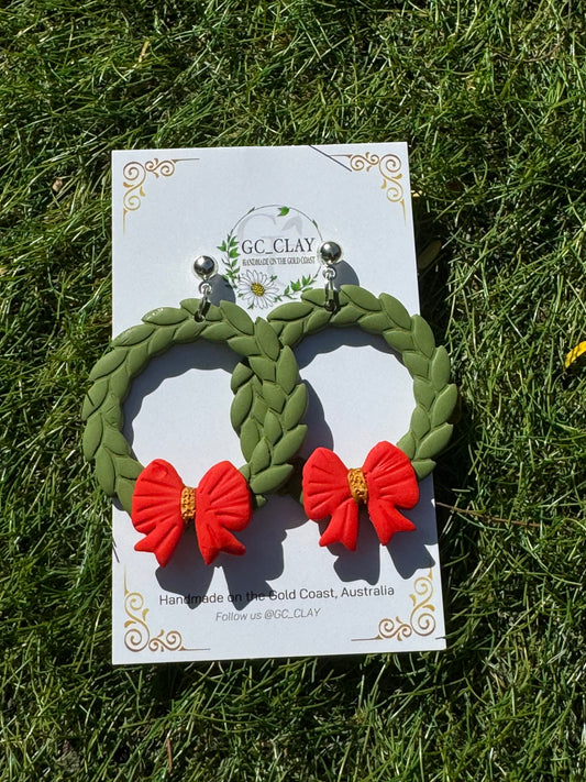 Wreath Clay Earrings