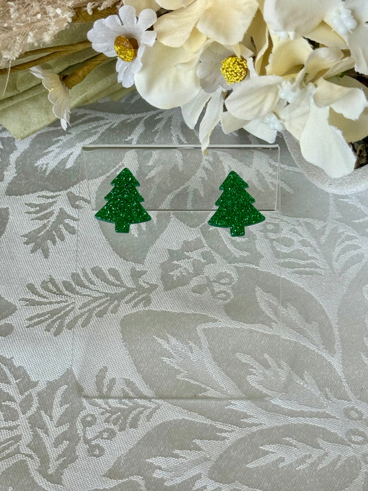 Classic resin Xmas tree stud earrings