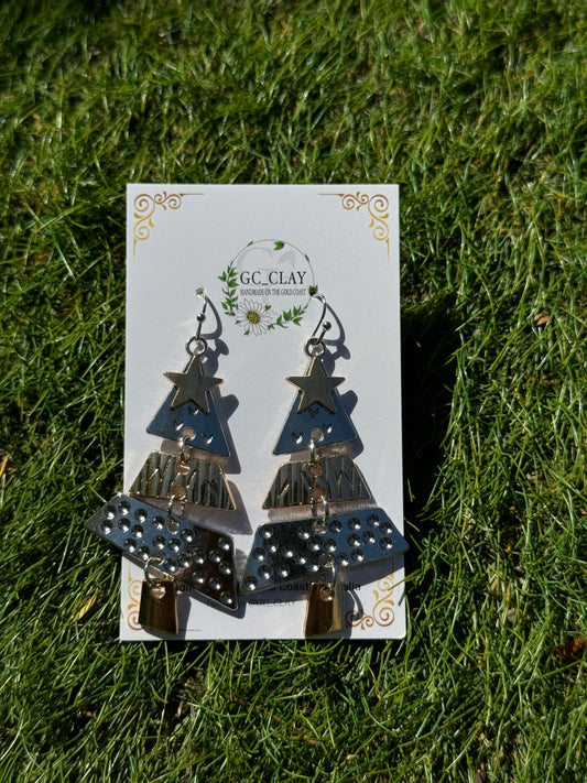 Metal Quirky Xmas Tree Earrings