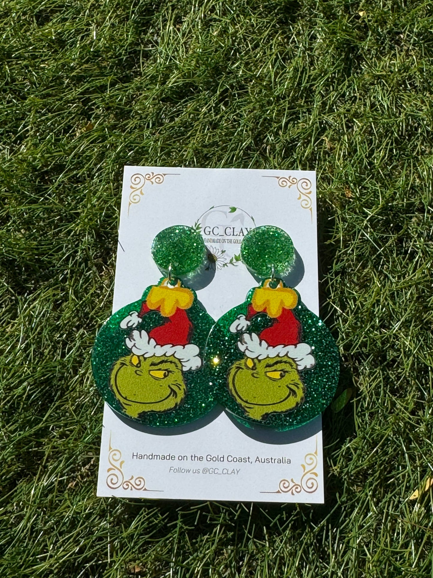Grinch Resin Earrings