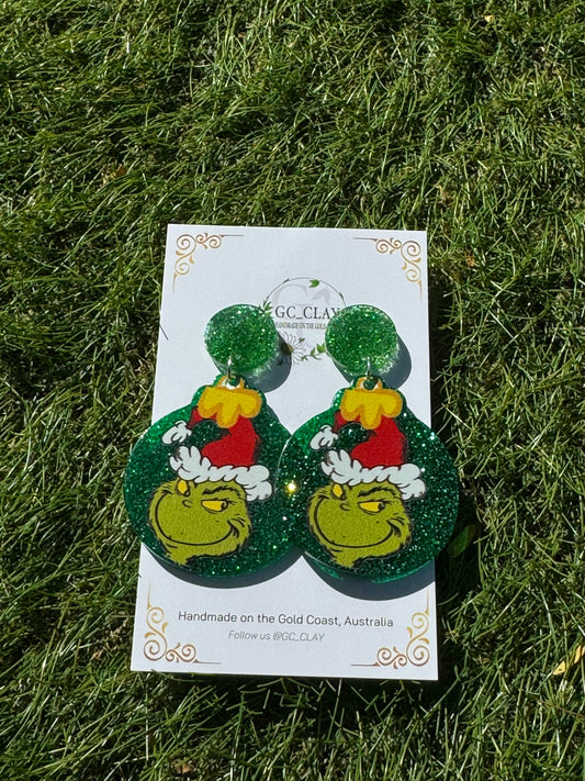 Grinch Resin Earrings