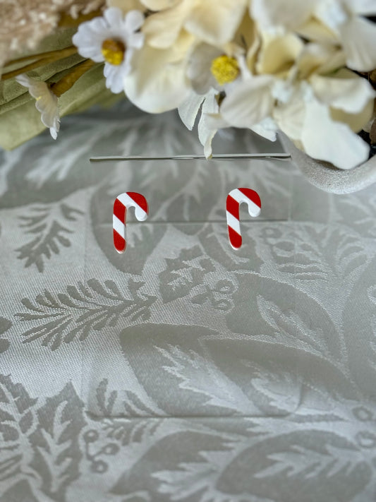 Candy cane polymer Clay studs