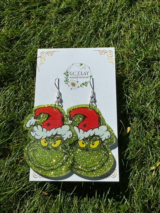 Grinch Christmas Earrings