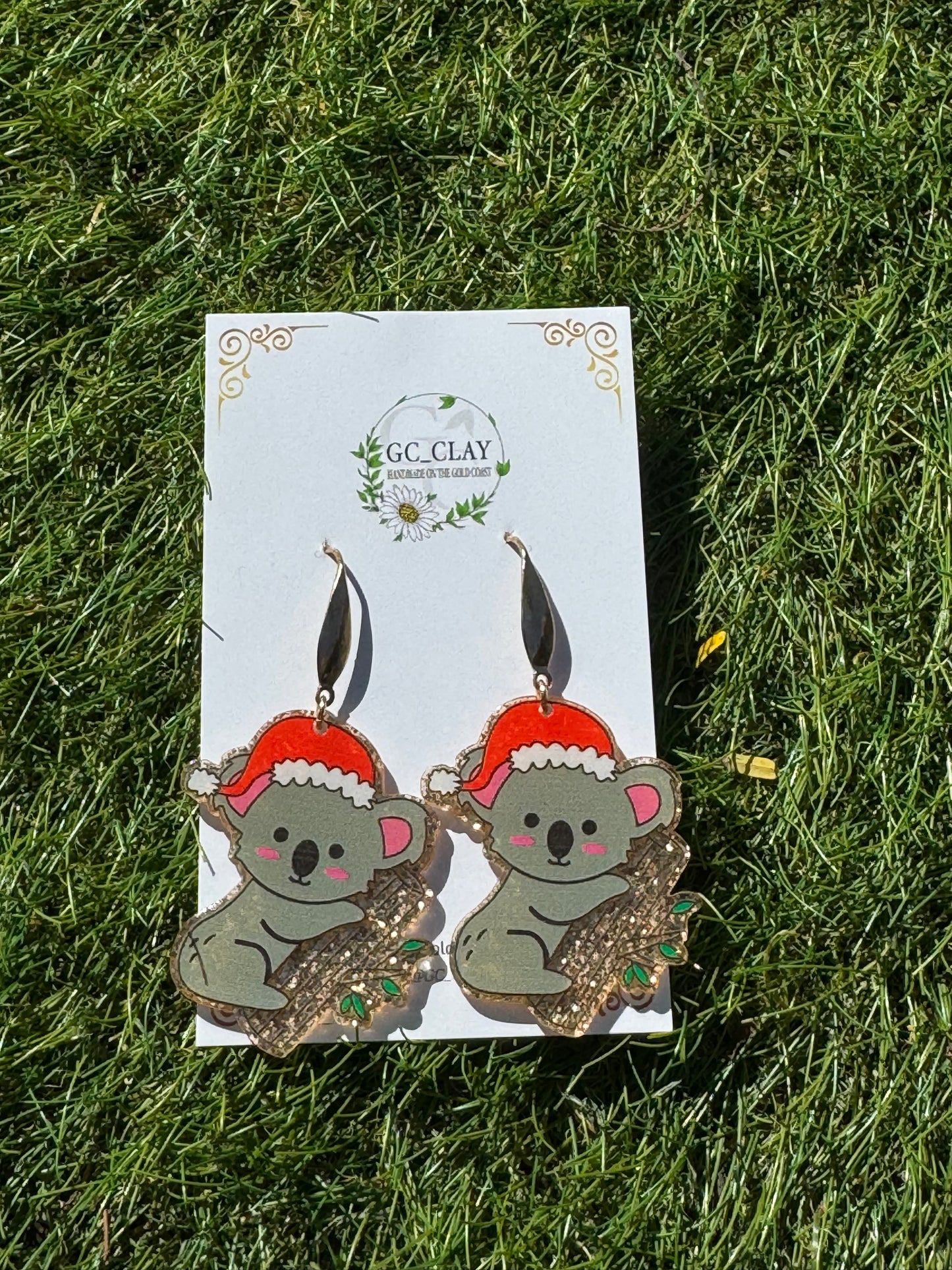 Koala Christmas Resin Earrings