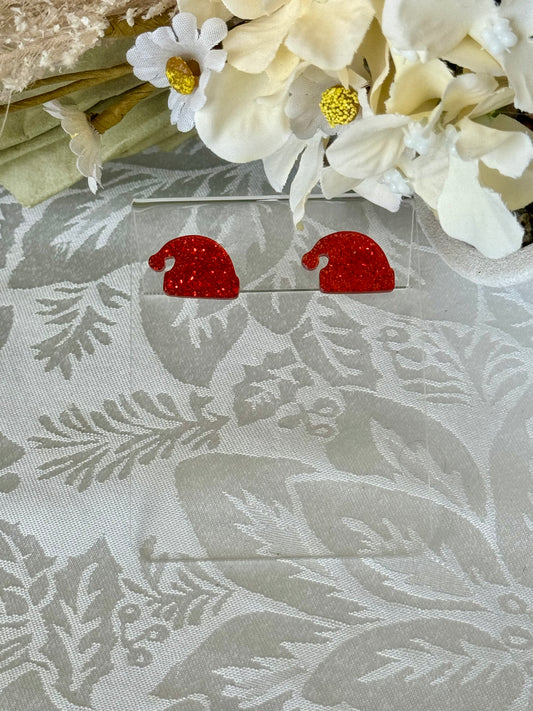 Resin Santa hat stud earrings