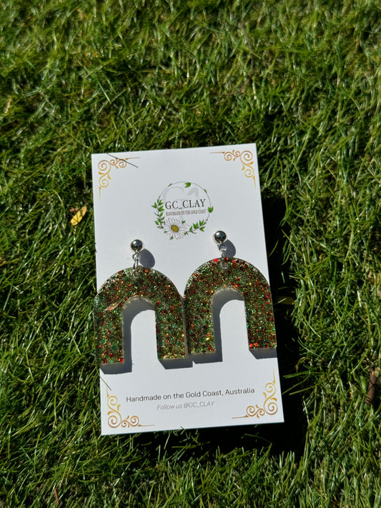 Glitter Resin Arch Earrings