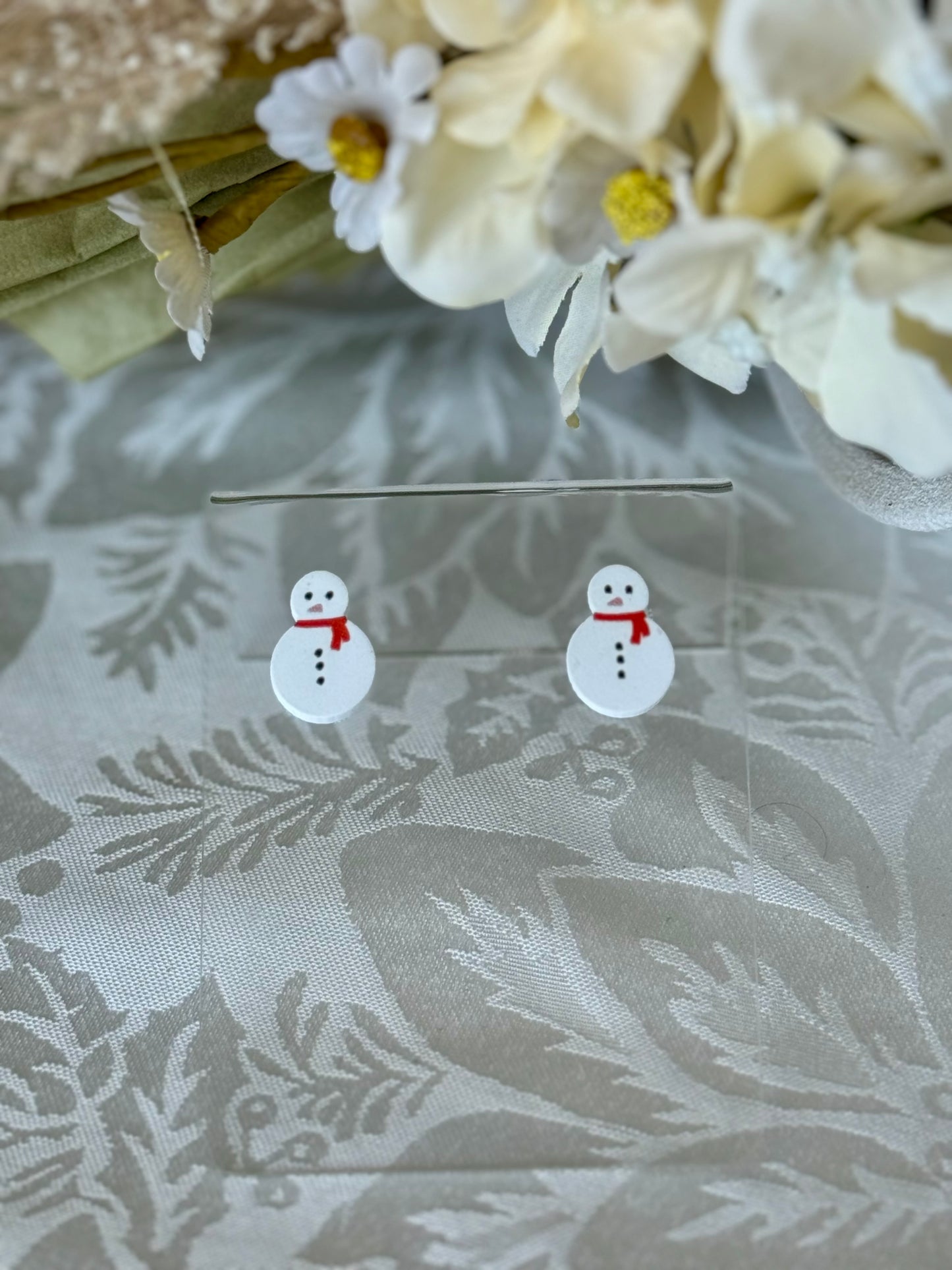 Snowman polymer clay stud earrings