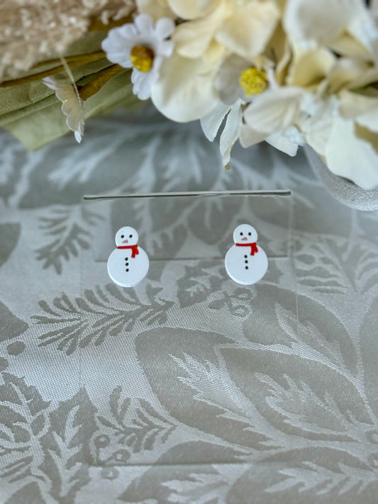 Snowman polymer clay stud earrings