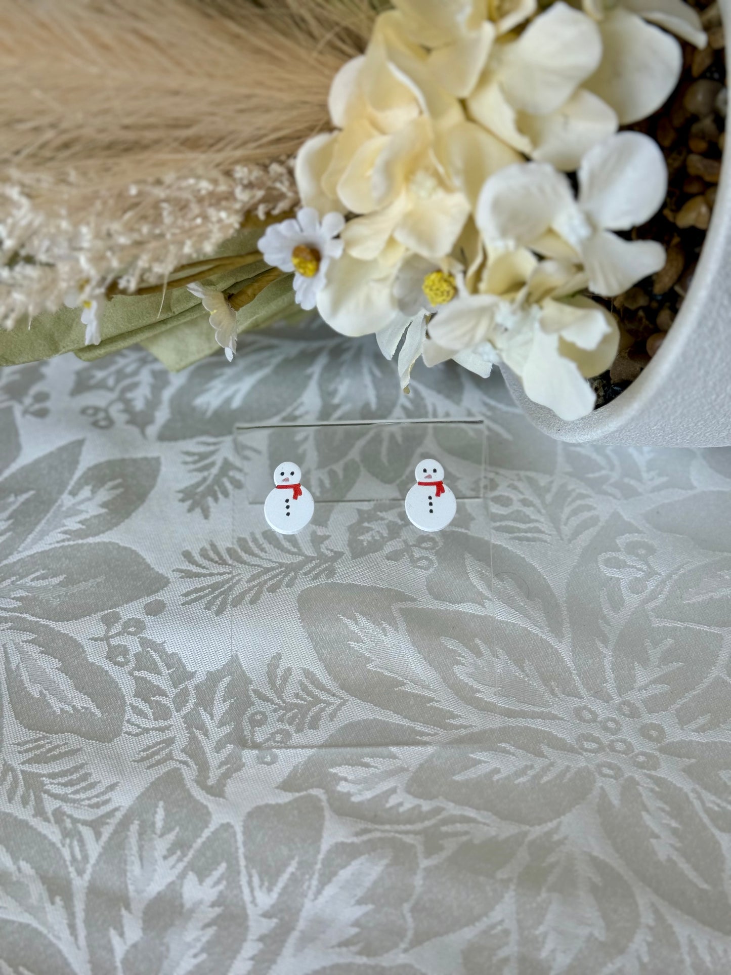 Snowman polymer clay stud earrings