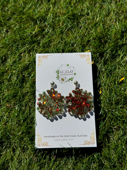 Snowflake glitter resin earrings