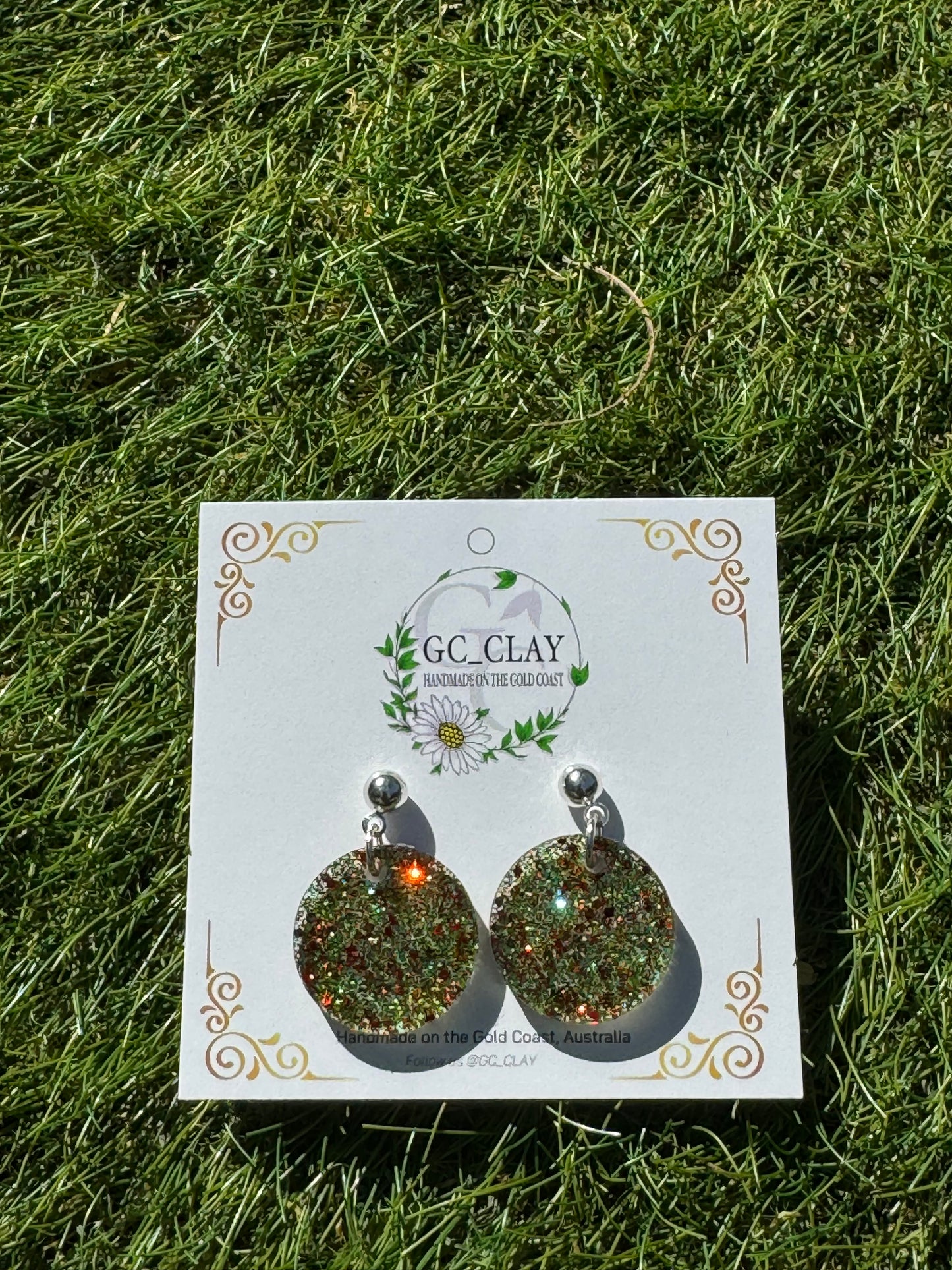 Mini glitter resin dangle earrings