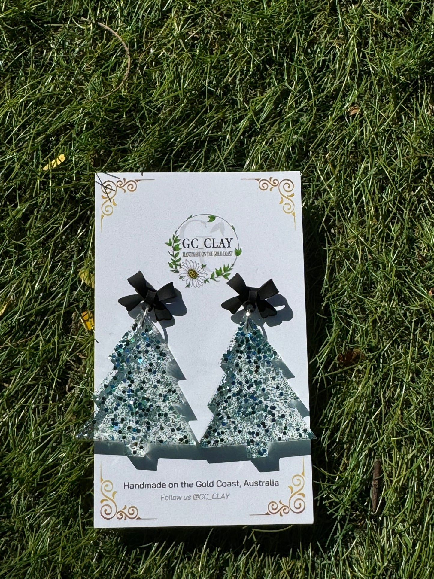 Resin Christmas Tree Dangle Earrings