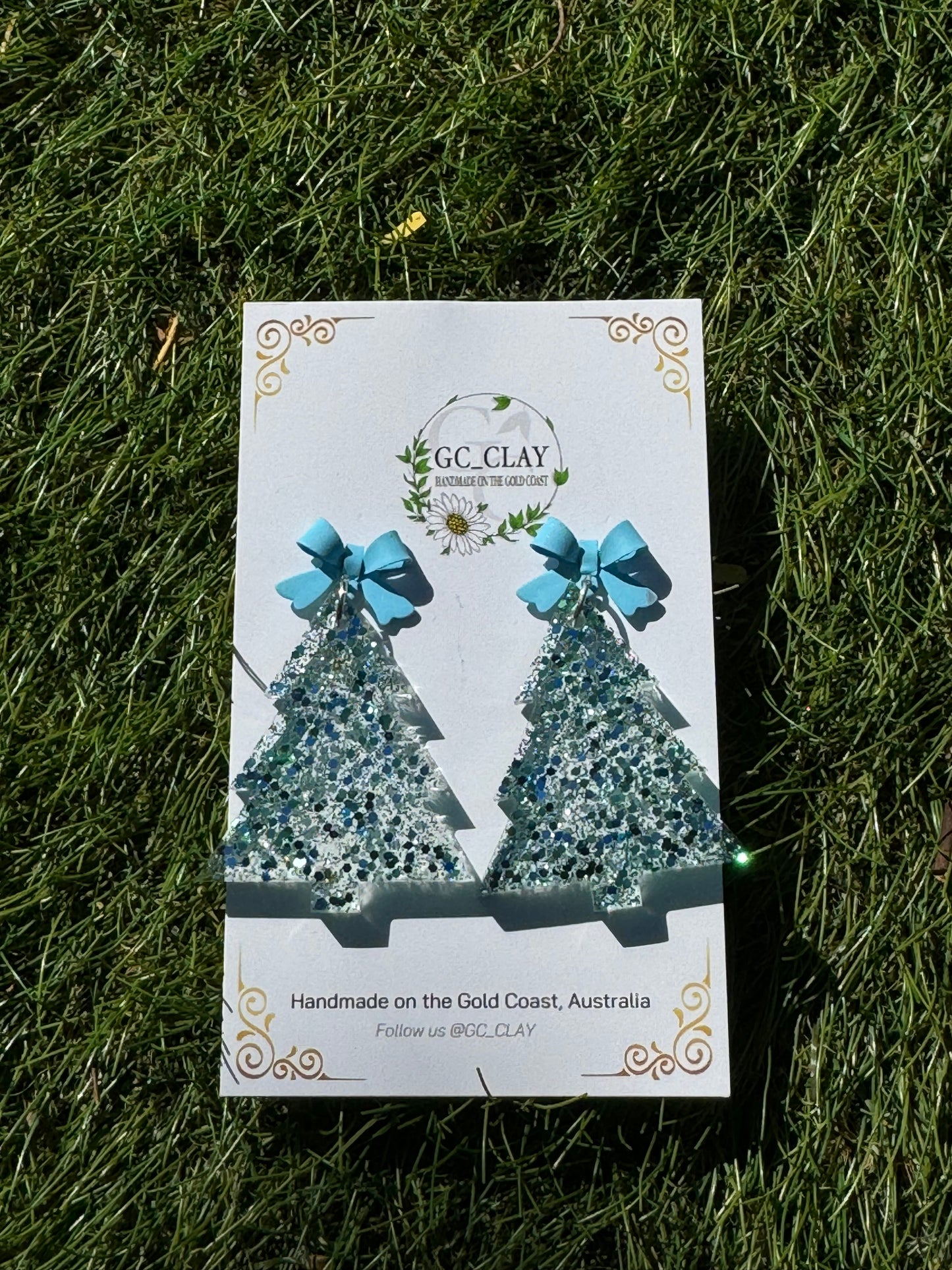 Resin Christmas Tree Dangle Earrings