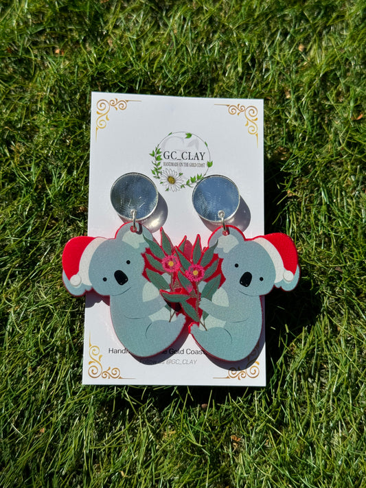 Koala & Eucalyptus Xmas Earrings