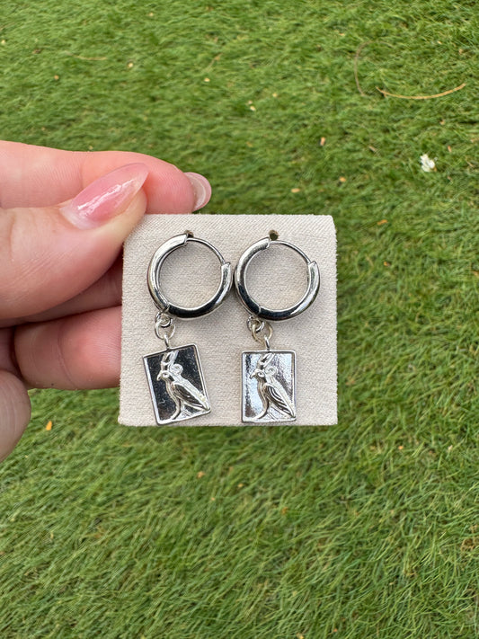 Sterling Silver Huggie Earring with Bird Dangle